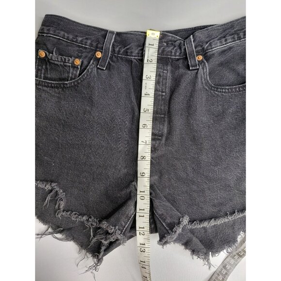 Levis 501 Gray Denim Cut-Off Shorts W29 Distressed Frayed Hem - Picture 4 of 9